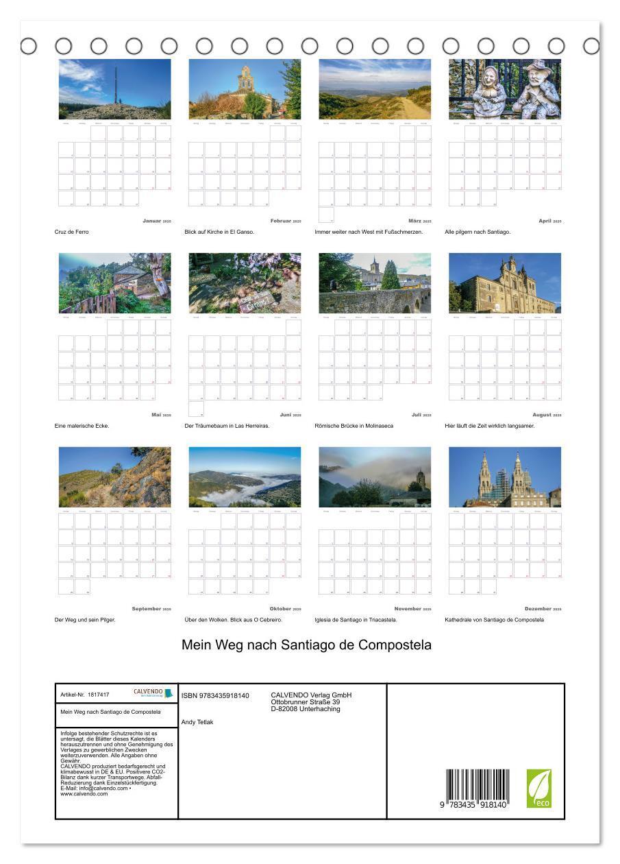 Bild: 9783435918140 | Mein Weg nach Santiago de Compostela (Tischkalender 2025 DIN A5...