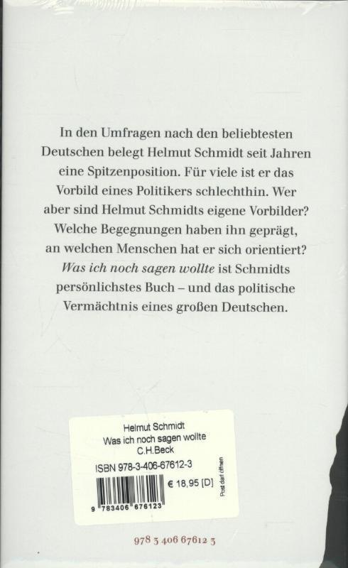 Rückseite: 9783406676123 | Was ich noch sagen wollte | Helmut Schmidt | Buch | 239 S. | Deutsch