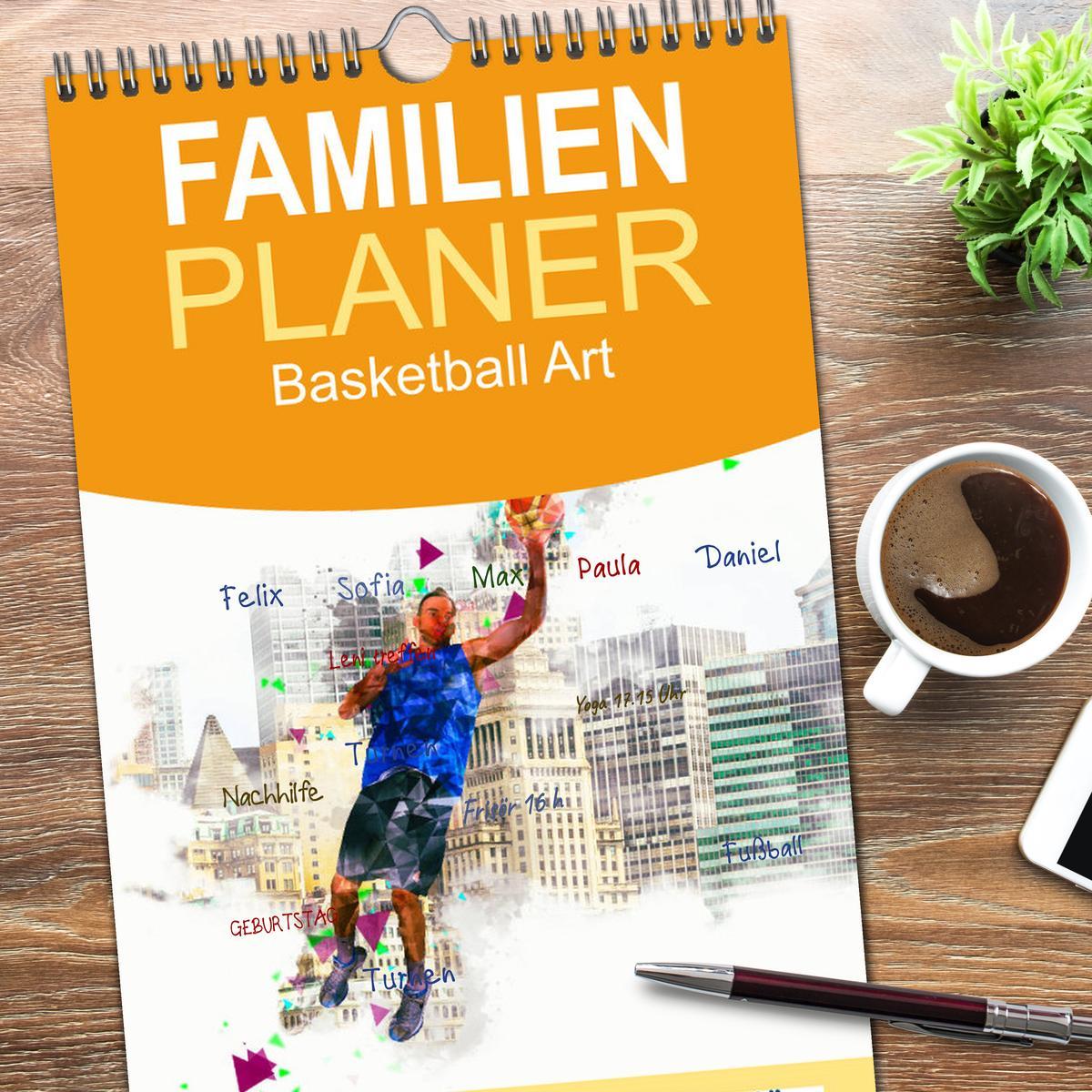 Bild: 9783457114131 | Familienplaner 2025 - Basketball Art mit 5 Spalten (Wandkalender,...