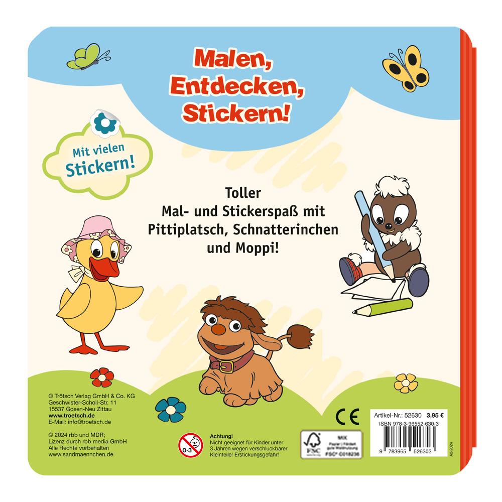 Rückseite: 9783965526303 | Trötsch Unser Sandmännchen Malbuch Stickermalbuch Pittiplatsch | Buch