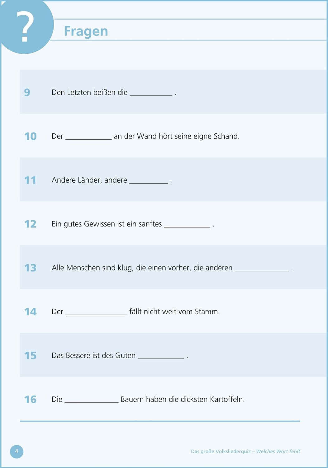 Bild: 9783944360409 | Welches Wort fehlt? | Das große Sprichwörter-Quiz | Karl Mangei | Buch