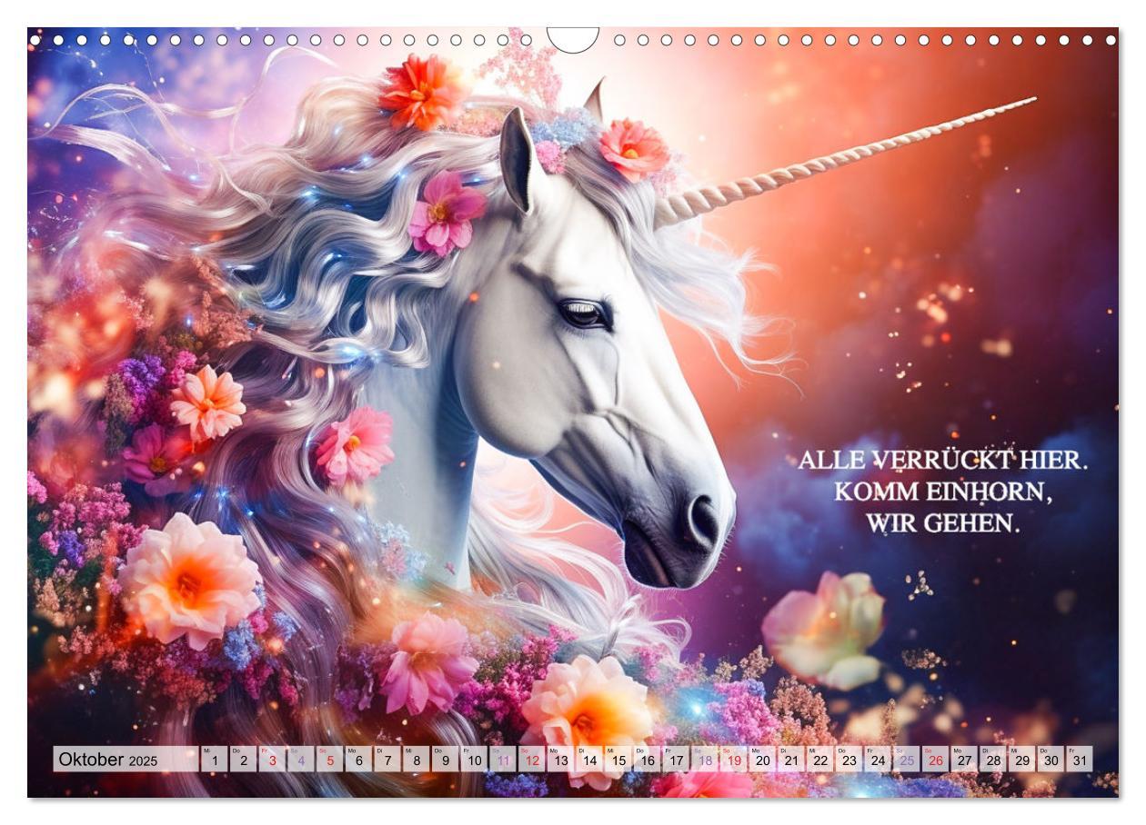 Bild: 9783383861956 | Einhorn und coole Sprüche (Wandkalender 2025 DIN A3 quer), CALVENDO...