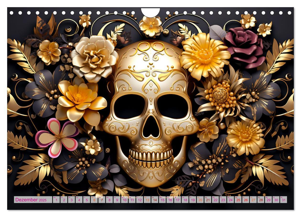 Bild: 9783383854507 | Skull Flower - Totenkopf ART (Wandkalender 2025 DIN A4 quer),...