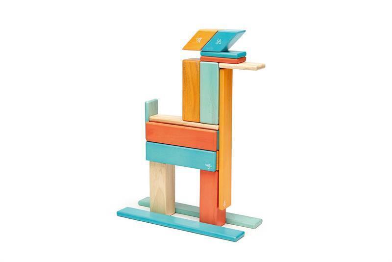 Bild: 853606003896 | 24 Magnetische Holzbausteine orange blau | Stück | 2021 | tegu