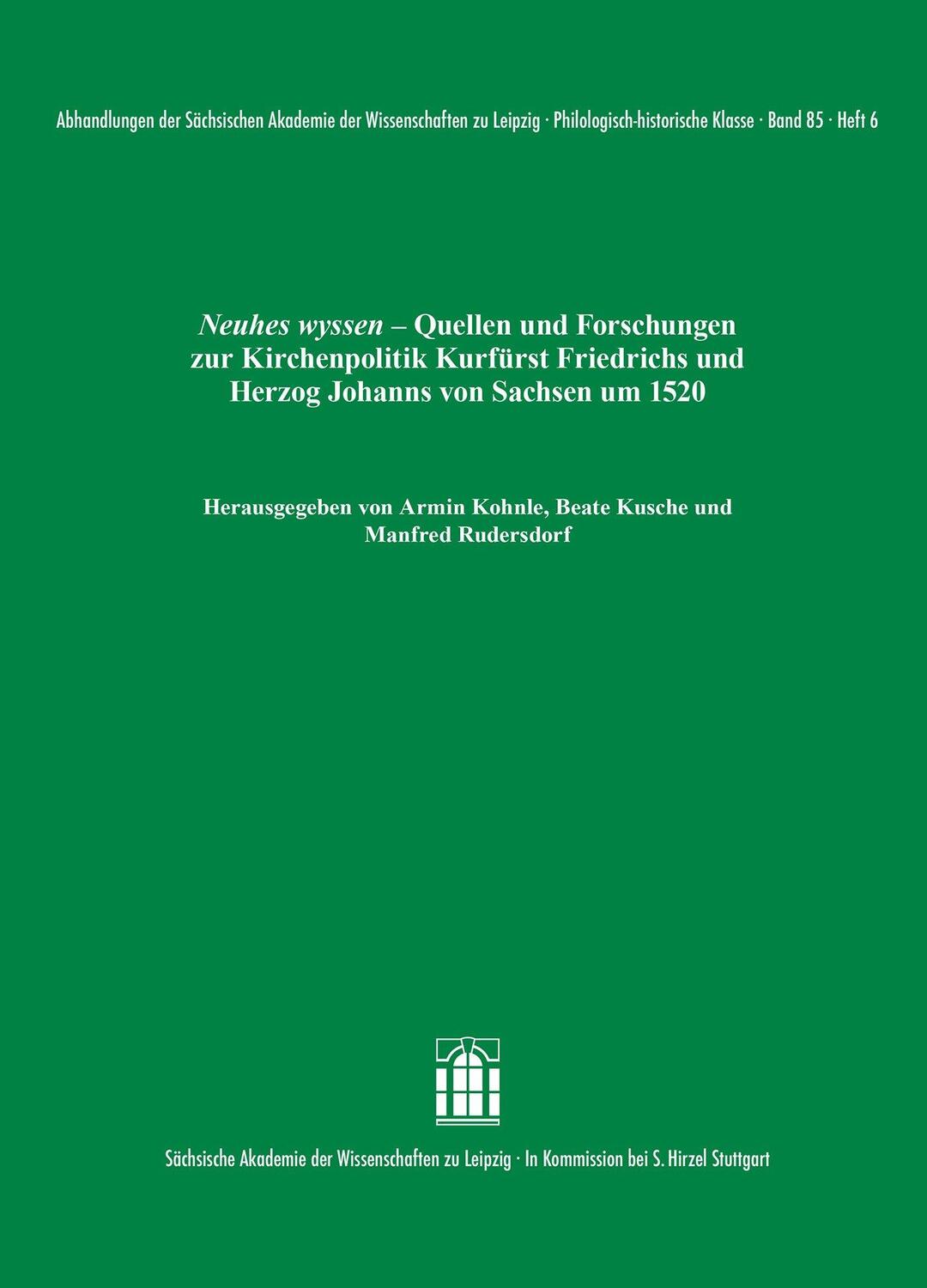 Cover: 9783777635378 | Neuhes wyssen | Armin Kohnle (u. a.) | Taschenbuch | 130 S. | Deutsch