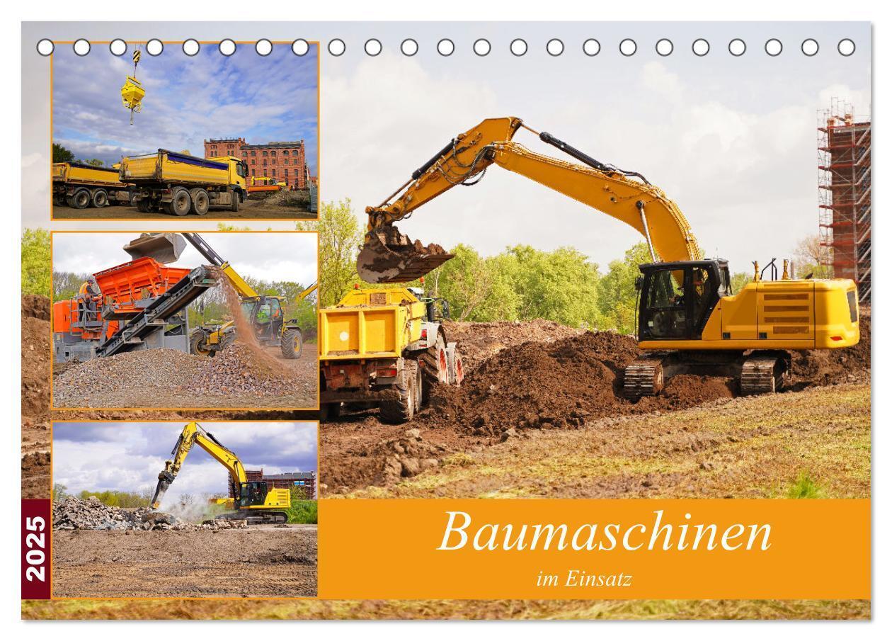 Cover: 9783383998478 | Baumaschinen im Einsatz (Tischkalender 2025 DIN A5 quer), CALVENDO...