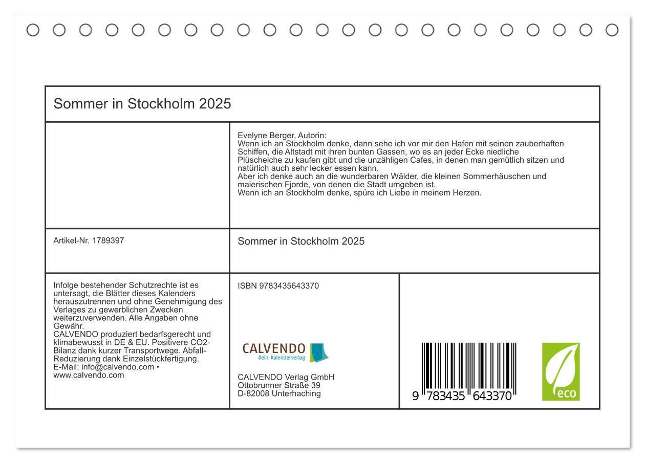 Bild: 9783435643370 | Sommer in Stockholm 2025 (Tischkalender 2025 DIN A5 quer), CALVENDO...