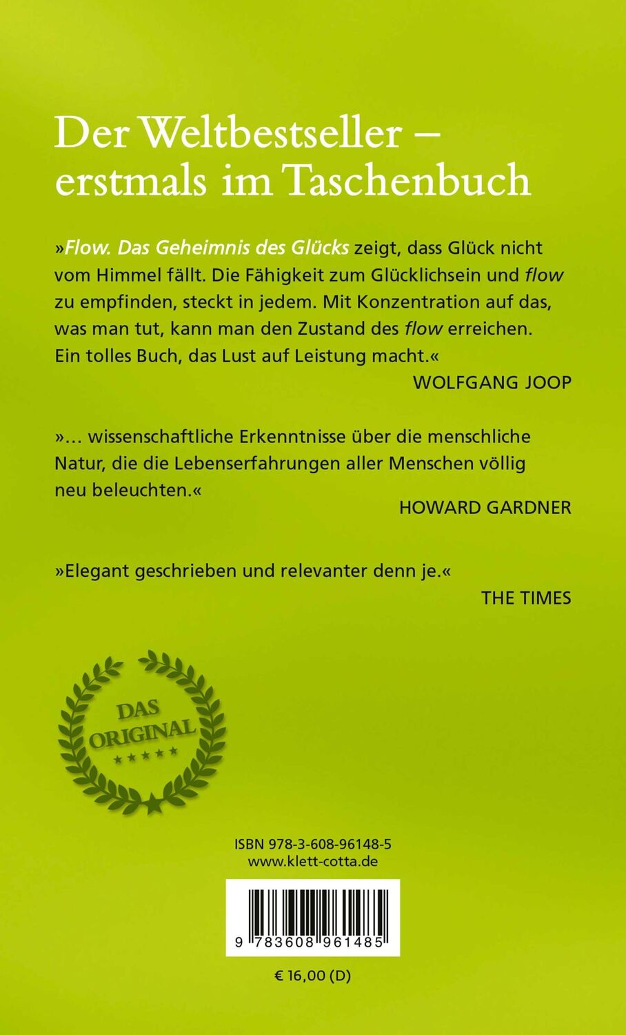 Rückseite: 9783608961485 | Flow. Das Geheimnis des Glücks | Mihaly Csikszentmihalyi | Taschenbuch