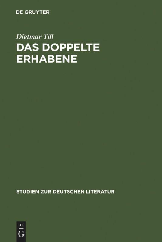 Cover: 9783484181755 | Das doppelte Erhabene | Dietmar Till | Buch | ISSN | VII | Deutsch