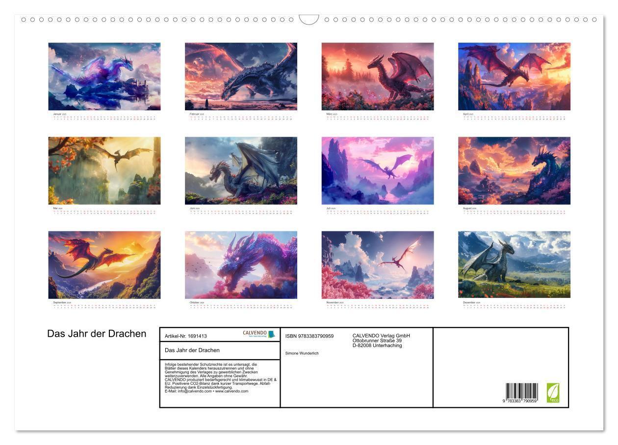 Bild: 9783383790959 | Das Jahr der Drachen (Wandkalender 2025 DIN A2 quer), CALVENDO...