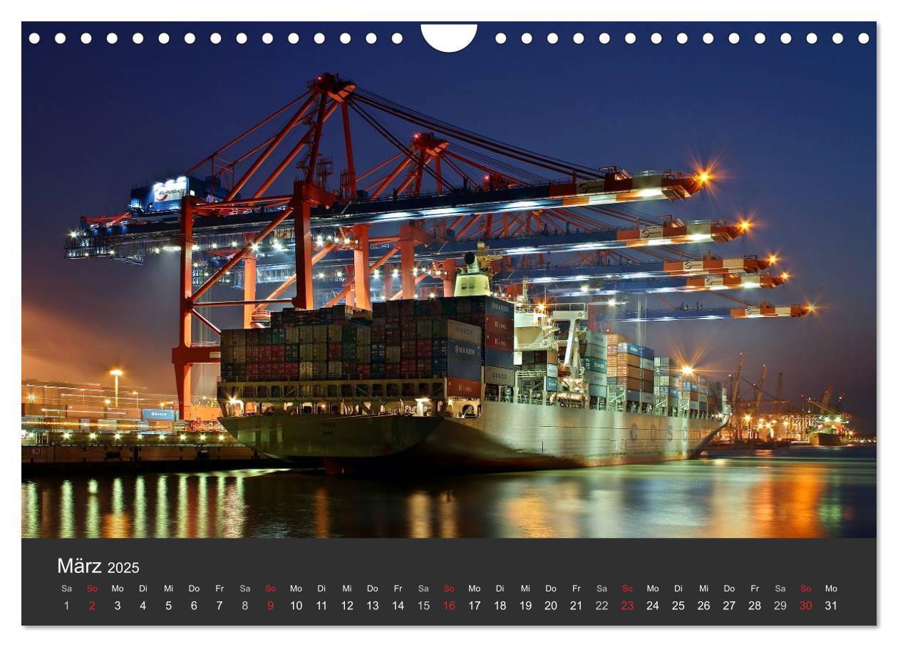 Bild: 9783435762903 | Hamburger Hafen bei Nacht (Wandkalender 2025 DIN A4 quer), CALVENDO...