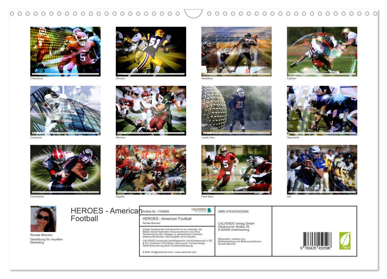 Bild: 9783435450596 | HEROES - American Football (Wandkalender 2025 DIN A3 quer),...