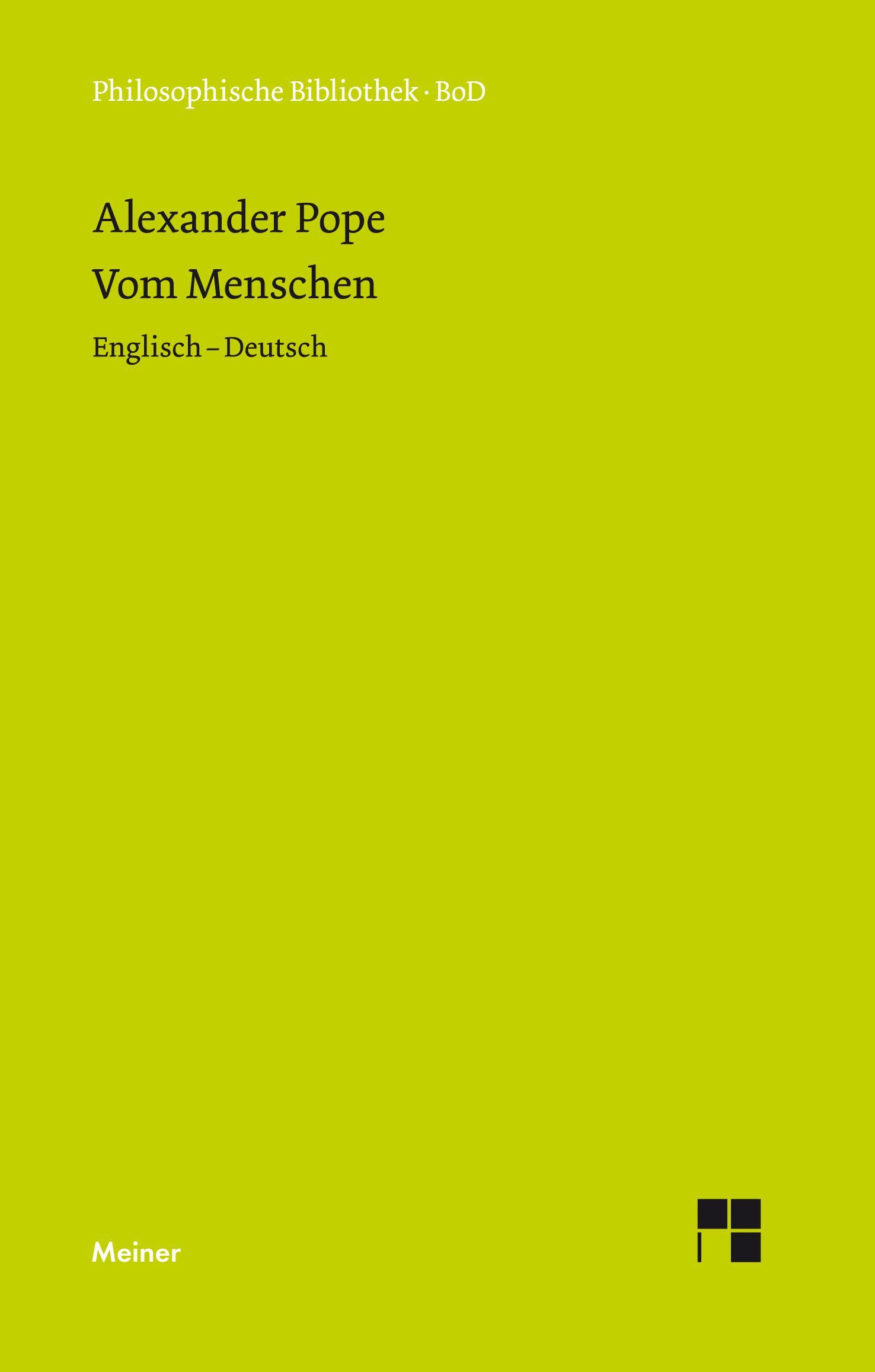 Cover: 9783787313334 | Vom Menschen | Essay on Man (Englisch - Deutsch) | Alexander Pope