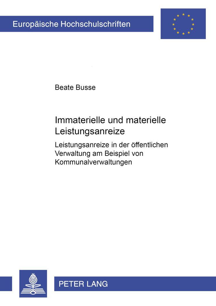 Cover: 9783631501641 | Immaterielle und materielle Leistungsanreize | Beate Busse | Buch