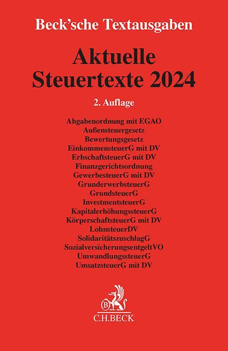 Cover: 9783406820540 | Aktuelle Steuertexte 2024 | Taschenbuch | Beck´sche Textausgaben | XI