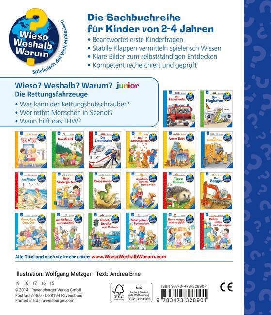 Bild: 9783473328901 | Wieso? Weshalb? Warum? junior, Band 23: Die Rettungsfahrzeuge | Erne