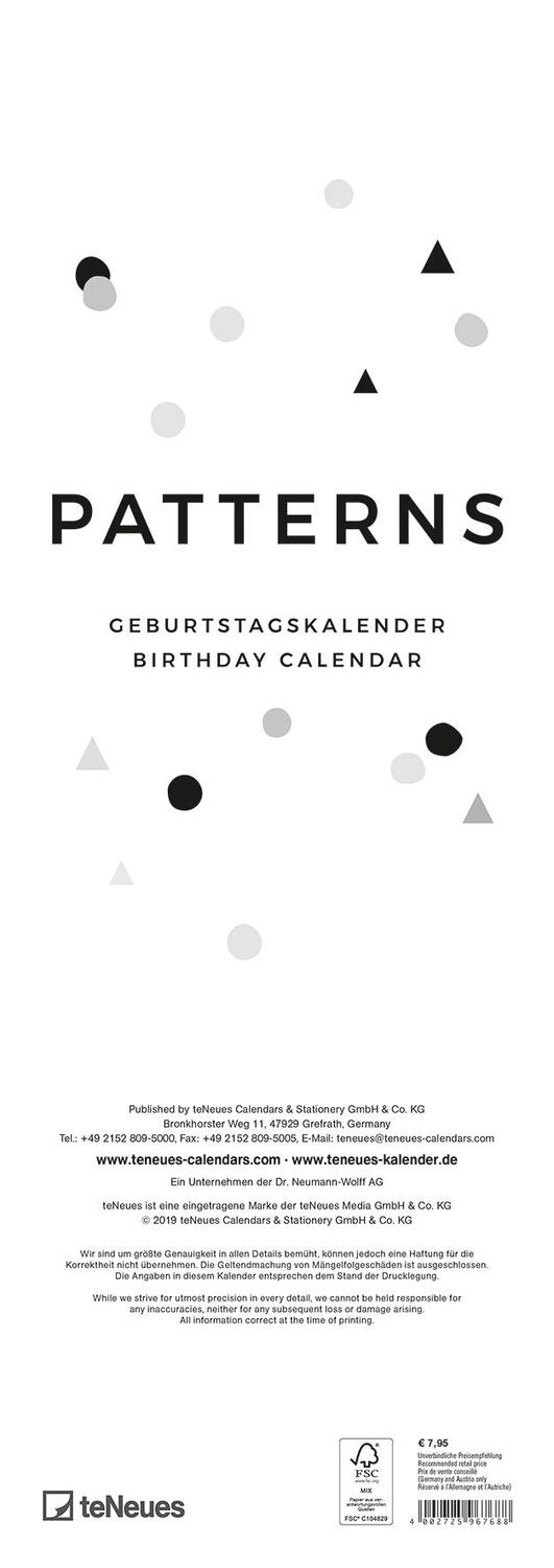 Bild: 4002725967688 | Geburtstagskalender Patterns | Kalender | 26 S. | Deutsch