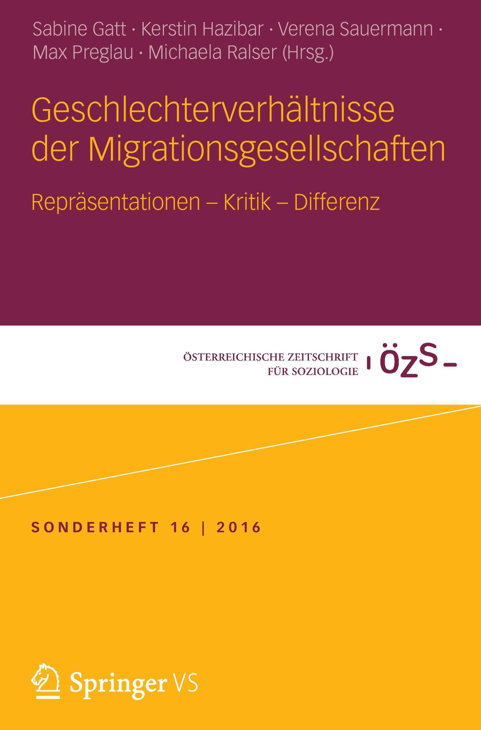 Cover: 9783658158866 | Geschlechterverhältnisse der Migrationsgesellschaften | Gatt (u. a.)