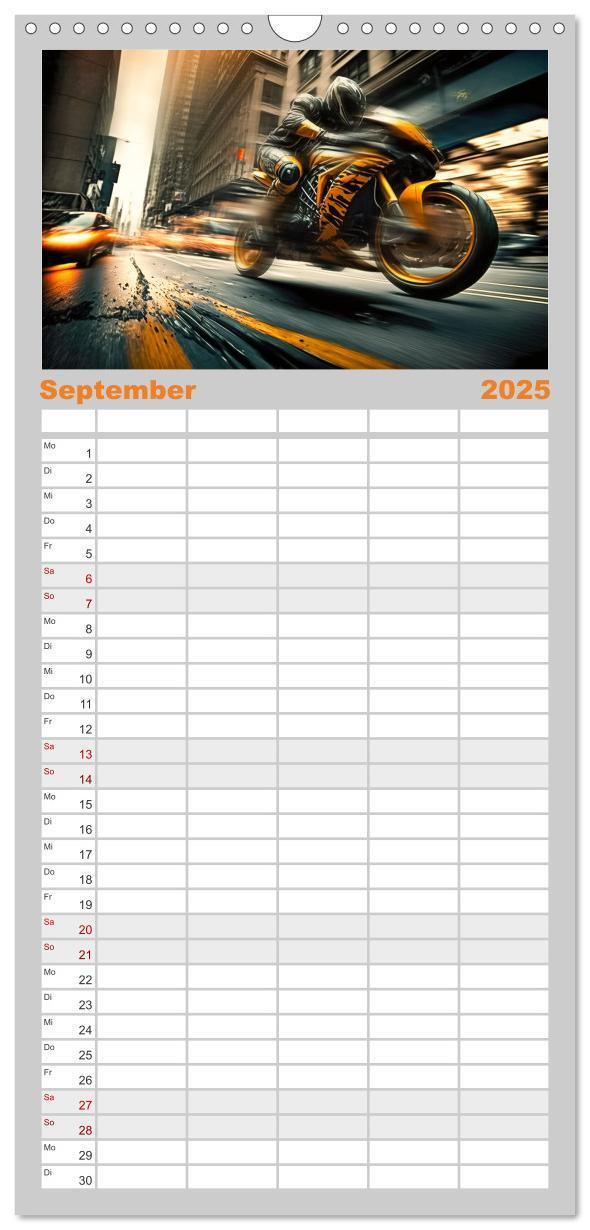 Bild: 9783457093481 | Familienplaner 2025 - Motorrad Speed mit 5 Spalten (Wandkalender,...