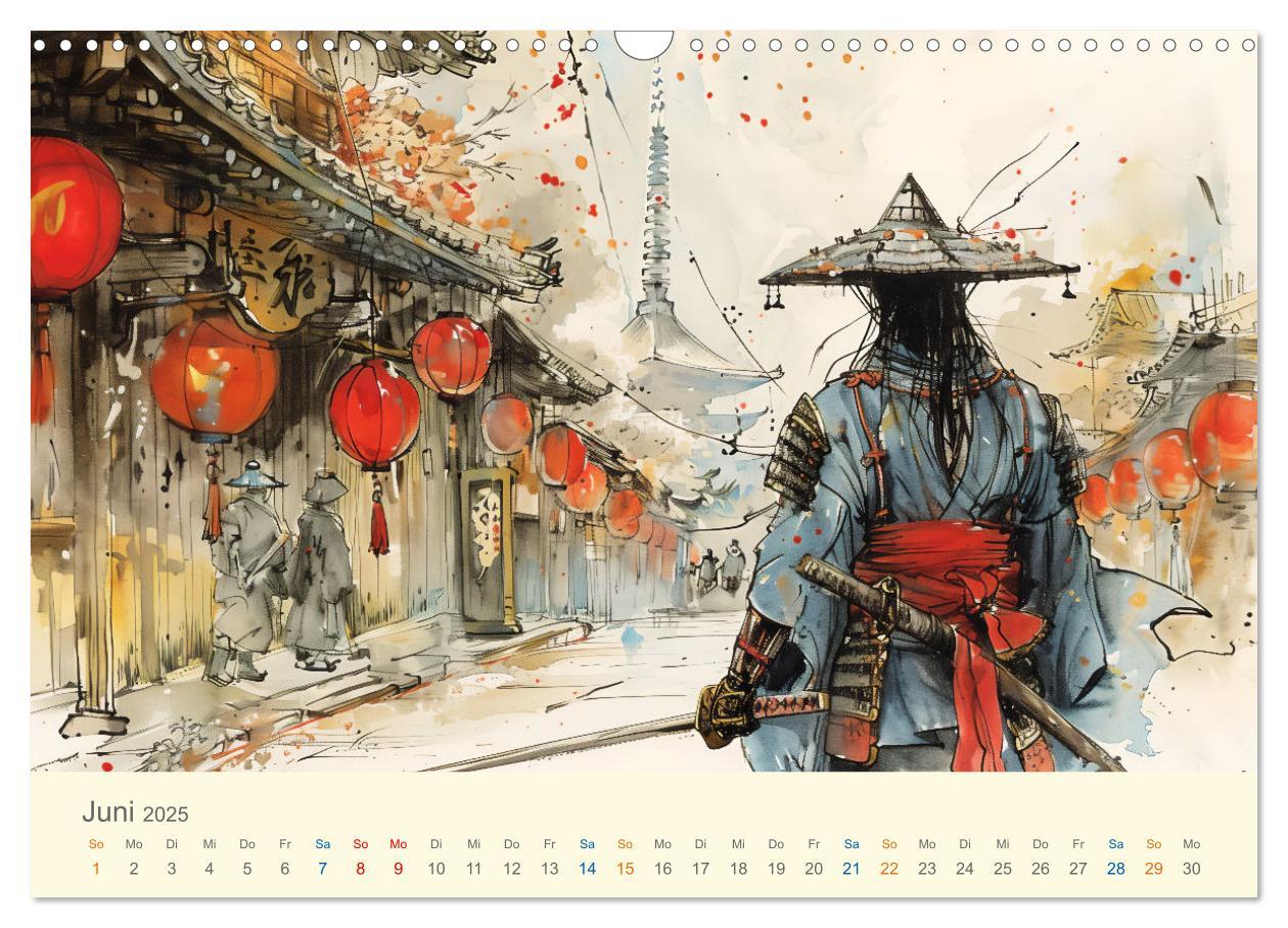 Bild: 9783457129913 | Samurai - whimsical inked style (Wandkalender 2025 DIN A3 quer),...