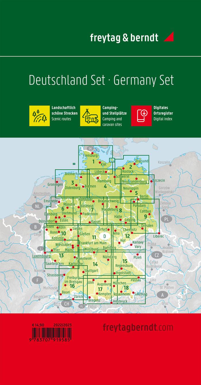 Rückseite: 9783707922097 | Deutschland, Straßenkarten-Set 1:200.000, 2024/2025, freytag &amp; berndt