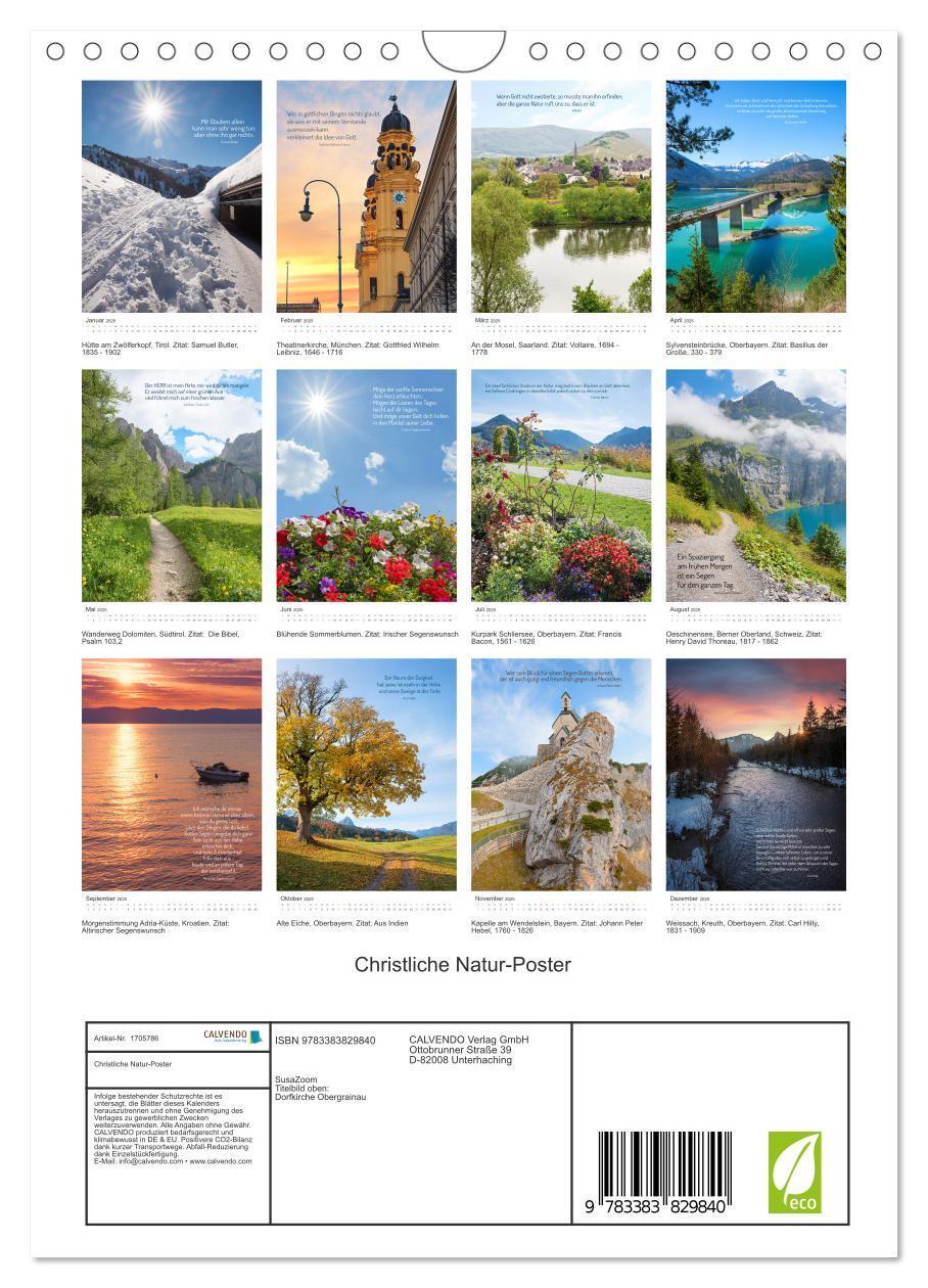 Bild: 9783383829840 | Christliche Natur-Poster (Wandkalender 2025 DIN A4 hoch), CALVENDO...