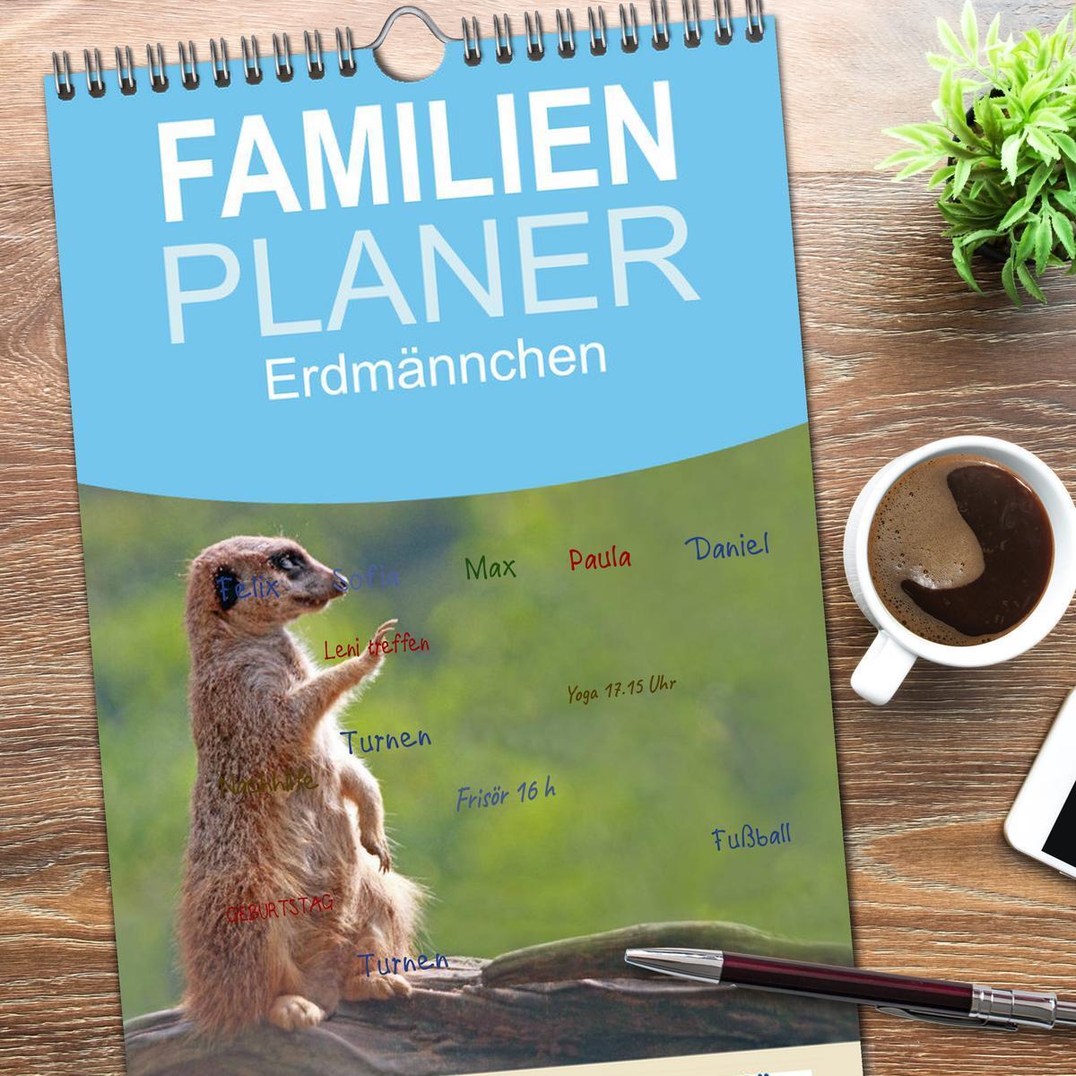 Bild: 9783457110782 | Familienplaner 2025 - Erdmännchen mit 5 Spalten (Wandkalender, 21 x...