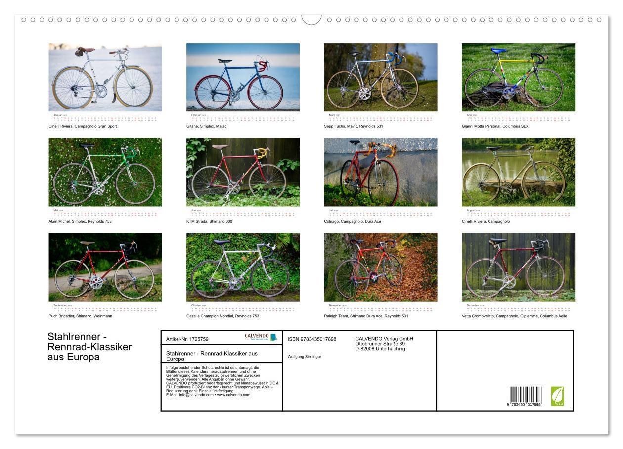 Bild: 9783435017898 | Stahlrenner - Rennrad-Klassiker aus Europa (Wandkalender 2025 DIN...