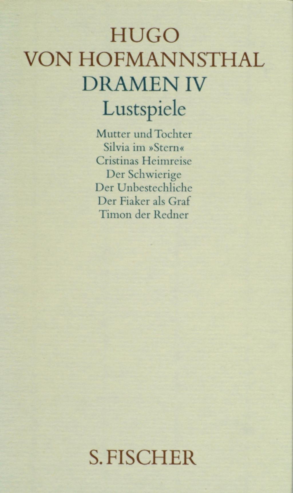 Cover: 9783100315441 | Dramen IV. Lustspiele | Hugo von Hofmannsthal | Buch | 588 S. | 1986