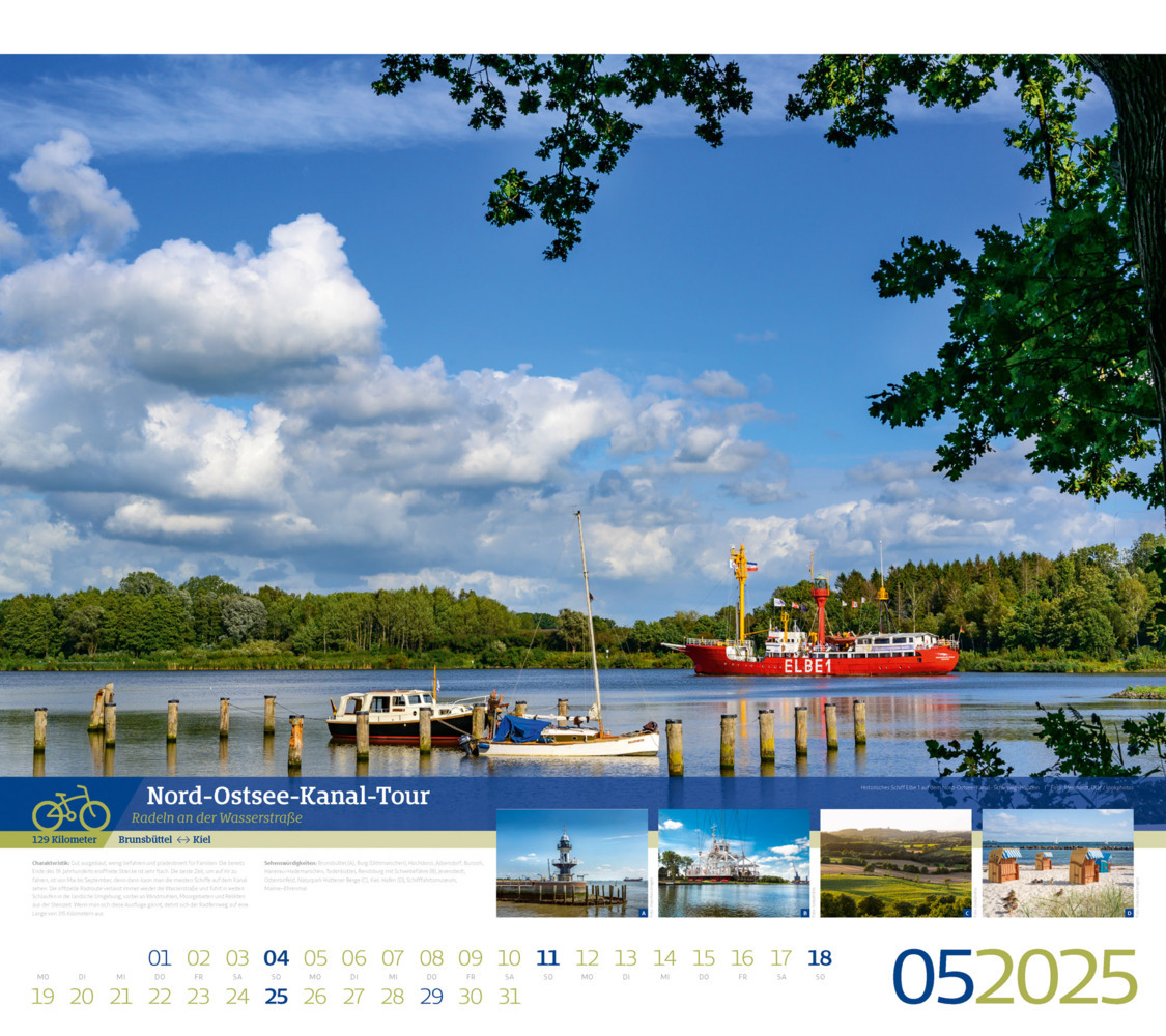 Bild: 9783838425252 | Deutschlands schönste Radfernwege Kalender 2025 | Kunstverlag | 14 S.