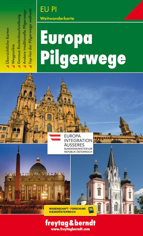 Rückseite: 9783707916584 | Europa Pilgerwege, Wanderkarte 1:2.000.000 - 1:3.500.000 | gefalzt