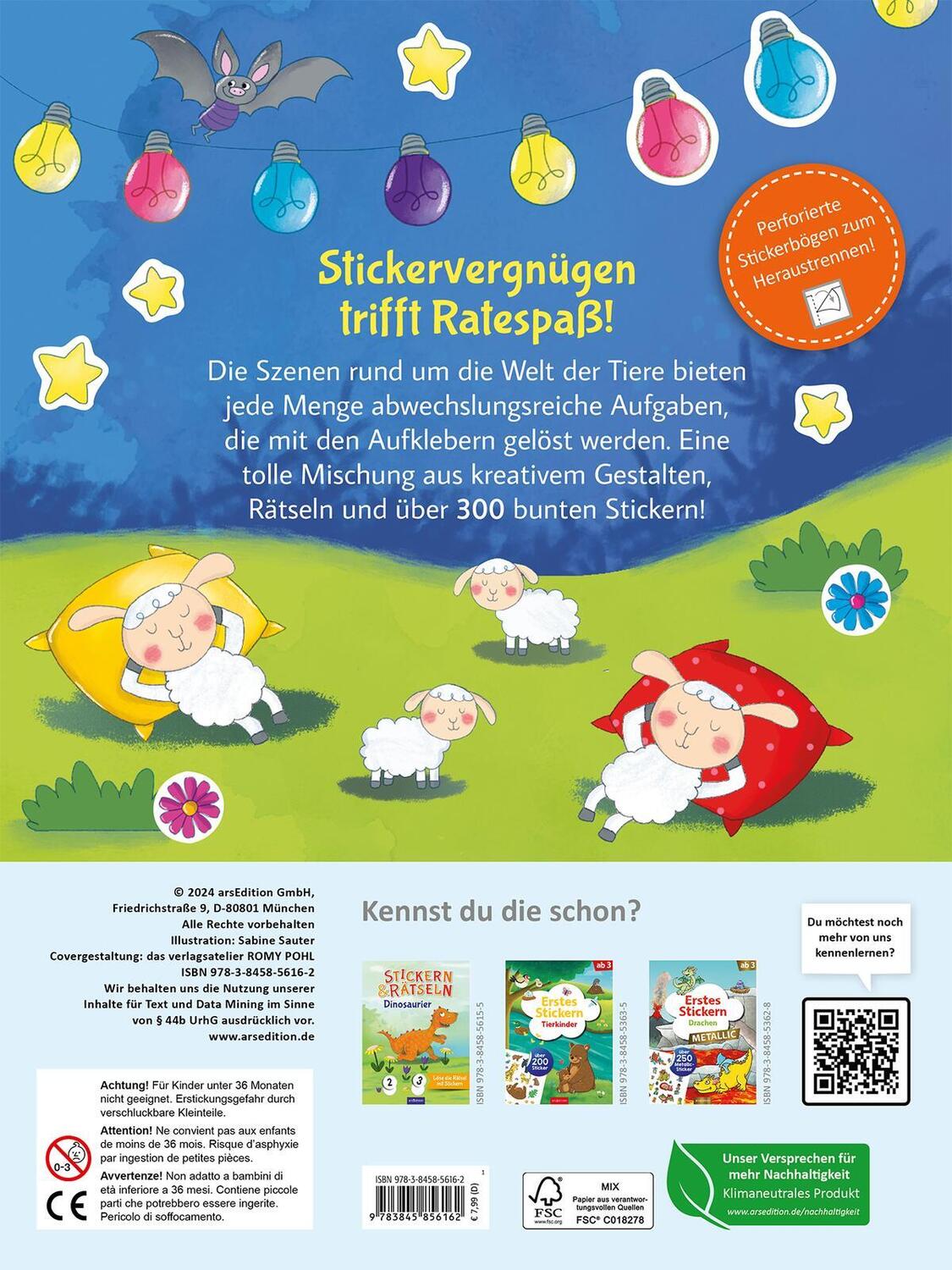 Rückseite: 9783845856162 | Stickern &amp; Rätseln ab 3: Stickern &amp; Rätseln - Tiere | Taschenbuch