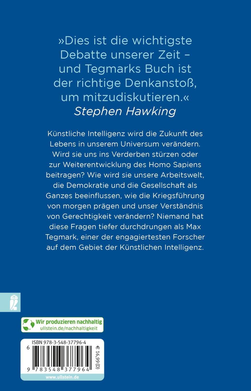 Rückseite: 9783548377964 | Leben 3.0 | Mensch sein im Zeitalter Künstlicher Intelligenz | Tegmark