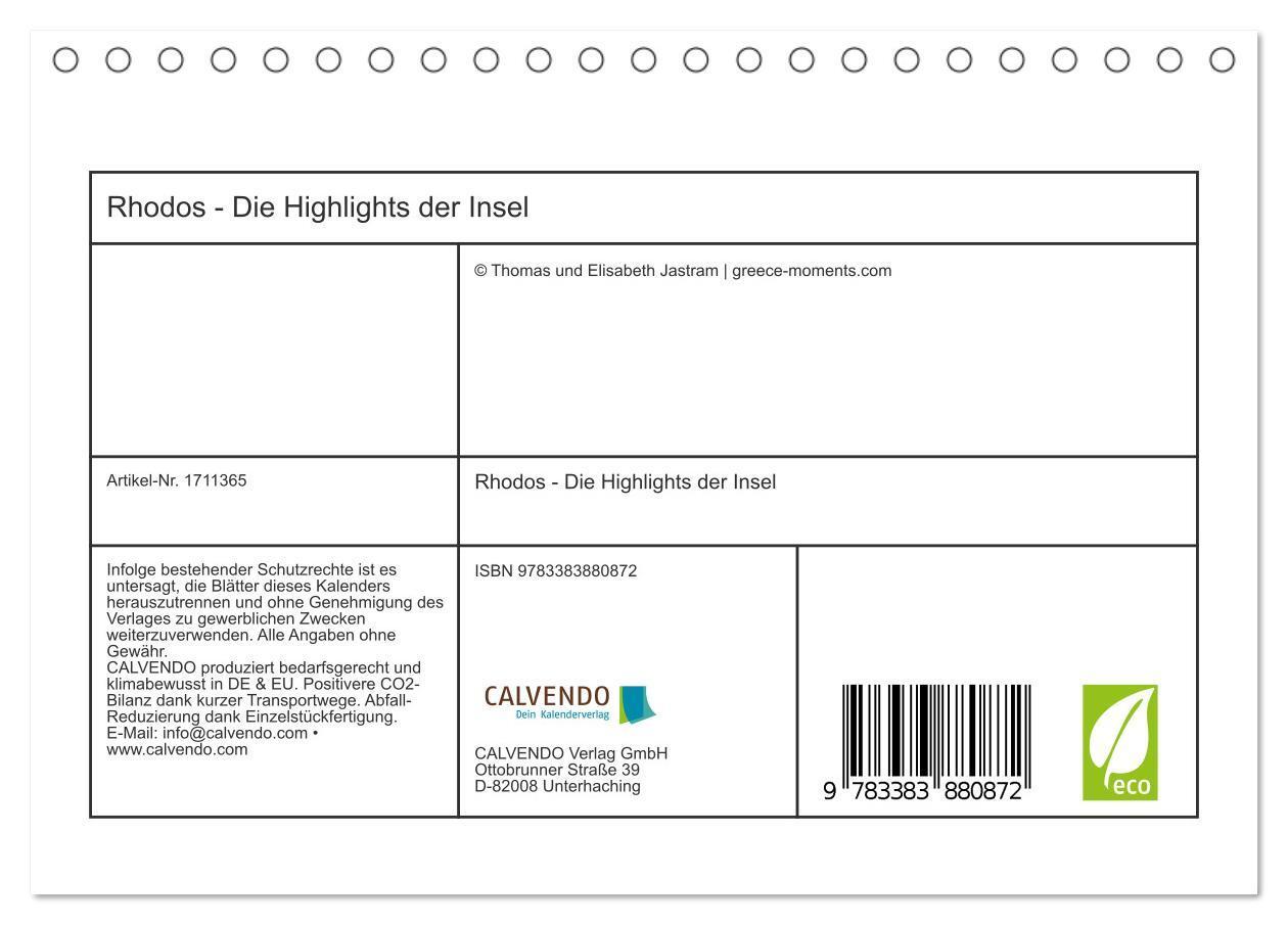 Bild: 9783383880872 | Rhodos - Die Highlights der Insel (Tischkalender 2025 DIN A5 quer),...