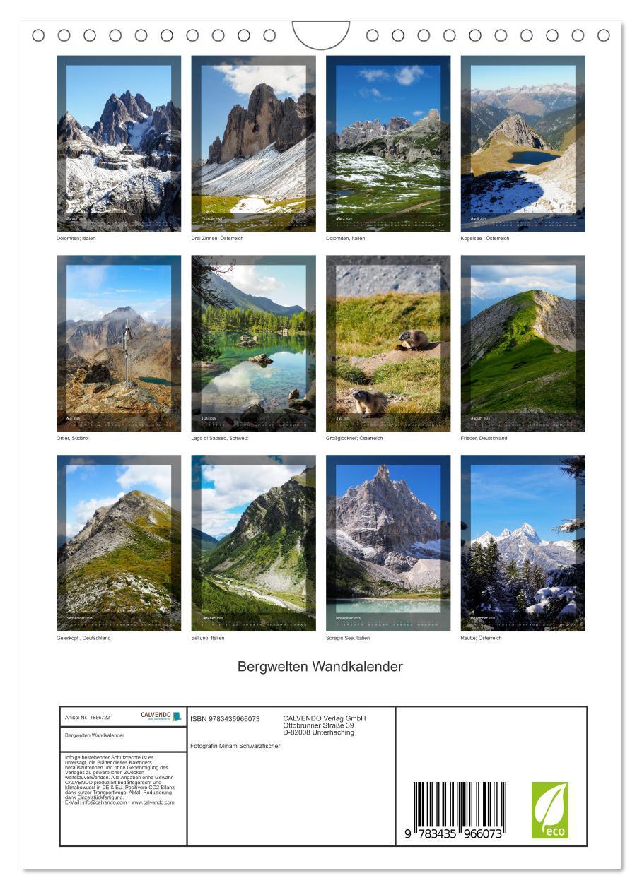 Bild: 9783435966073 | Bergwelten Wandkalender (Wandkalender 2025 DIN A4 hoch), CALVENDO...