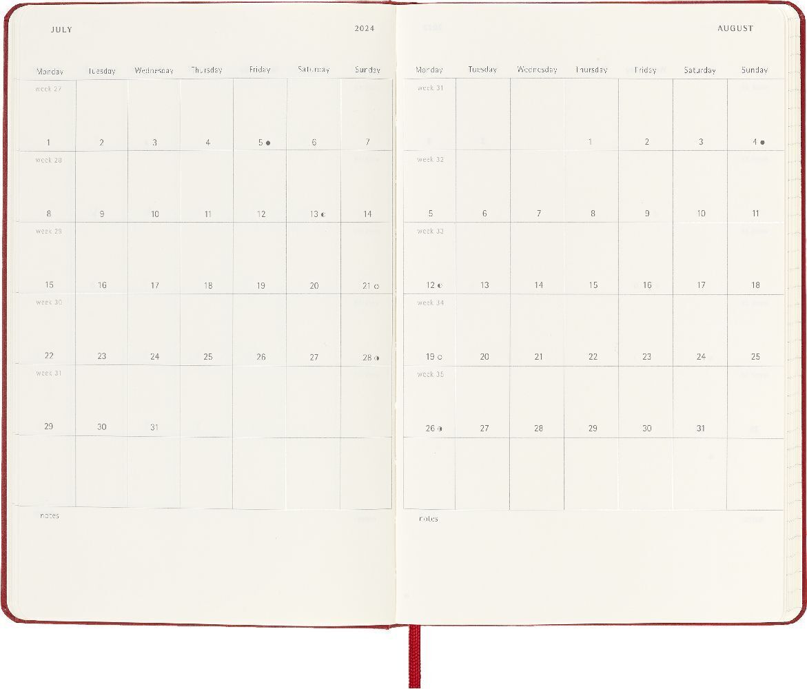 Bild: 8056598856637 | Moleskine 12 Monate Wochen Notizkalender 2024, Large/A5, Scharlachrot