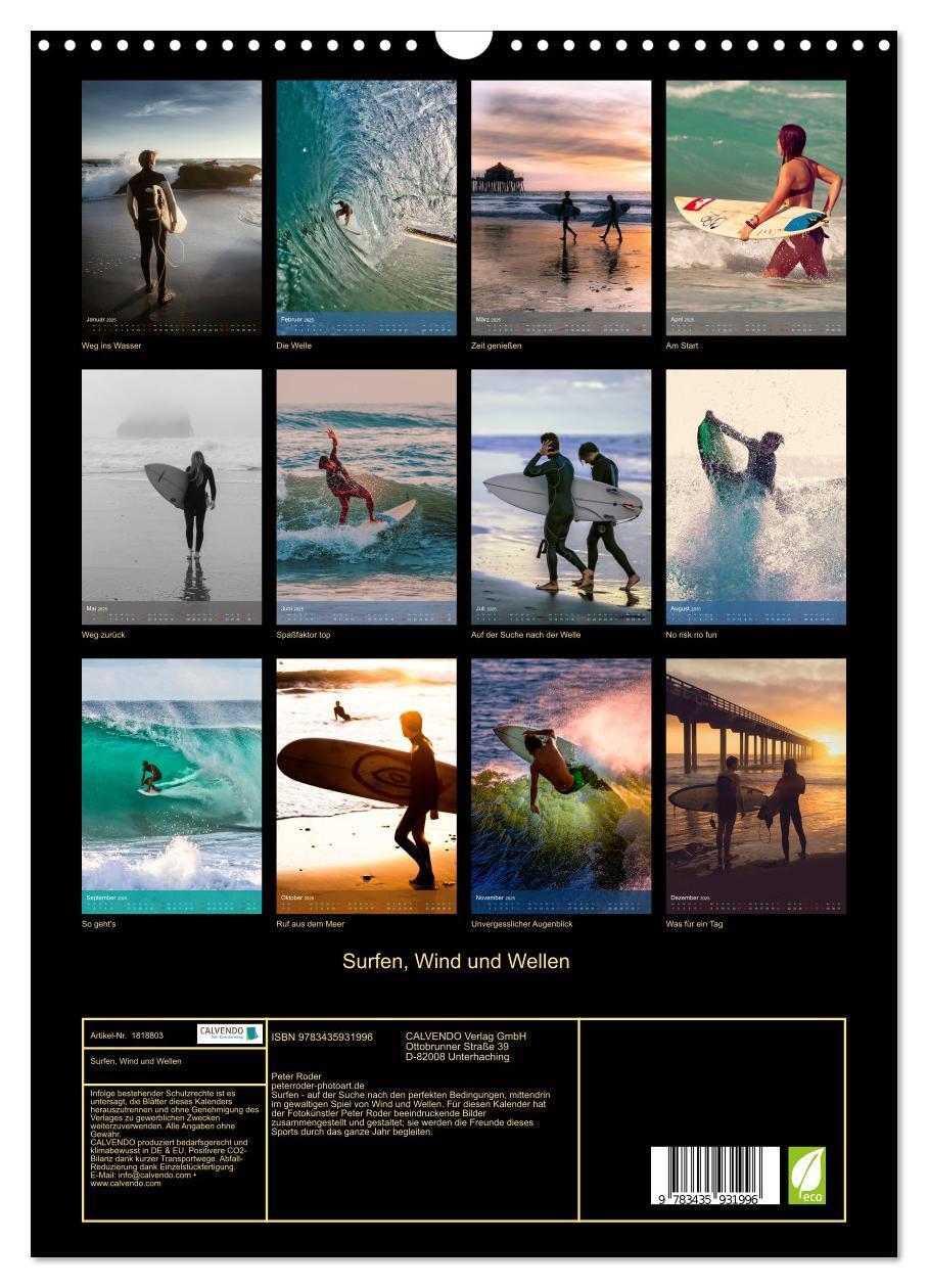 Bild: 9783435931996 | Surfen, Wind und Wellen (Wandkalender 2025 DIN A3 hoch), CALVENDO...