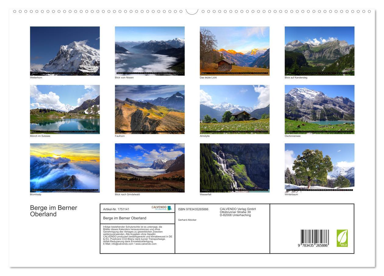 Bild: 9783435265886 | Berge im Berner Oberland (hochwertiger Premium Wandkalender 2025...