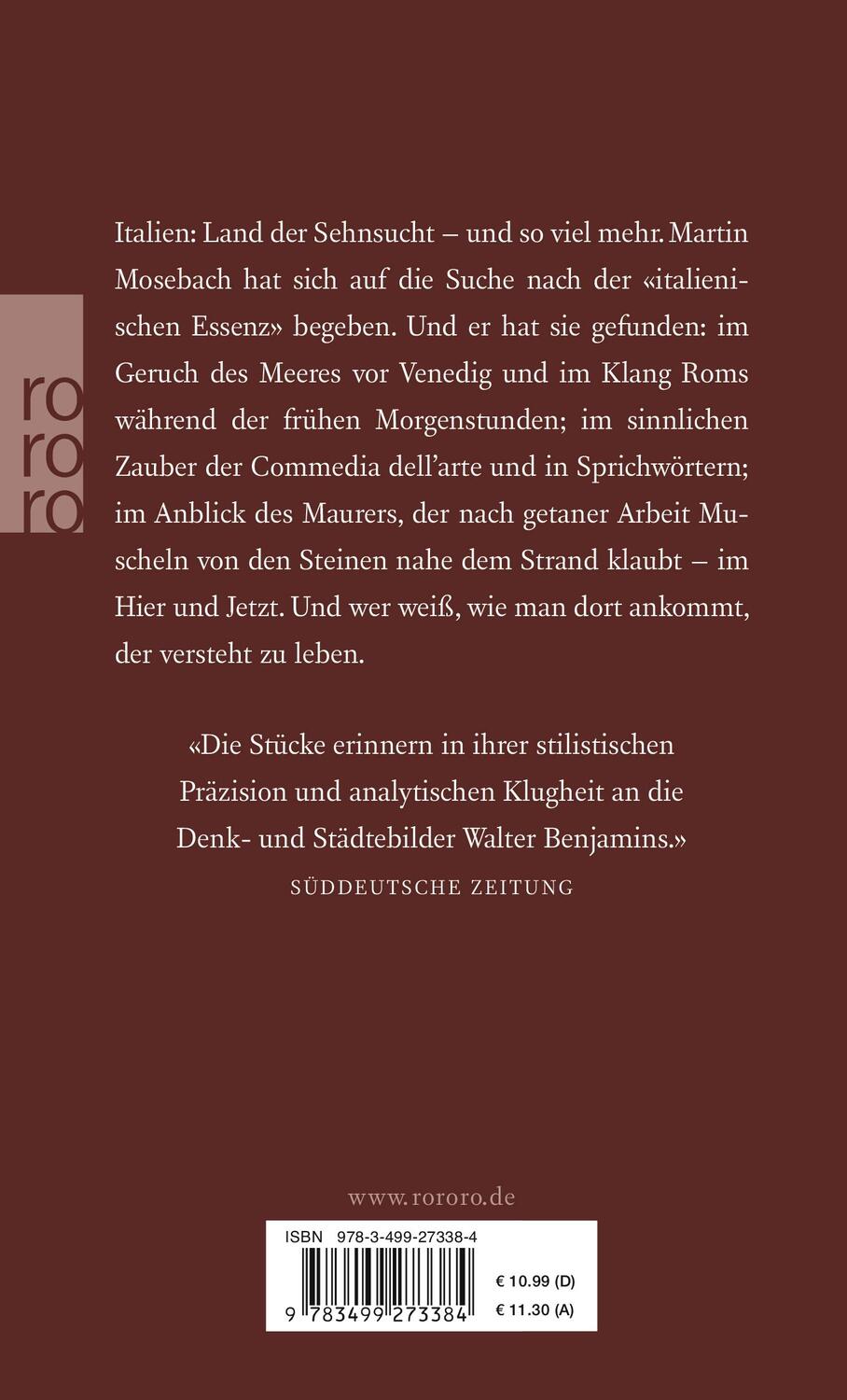 Rückseite: 9783499273384 | Die schöne Gewohnheit zu leben | Eine italienische Reise | Mosebach