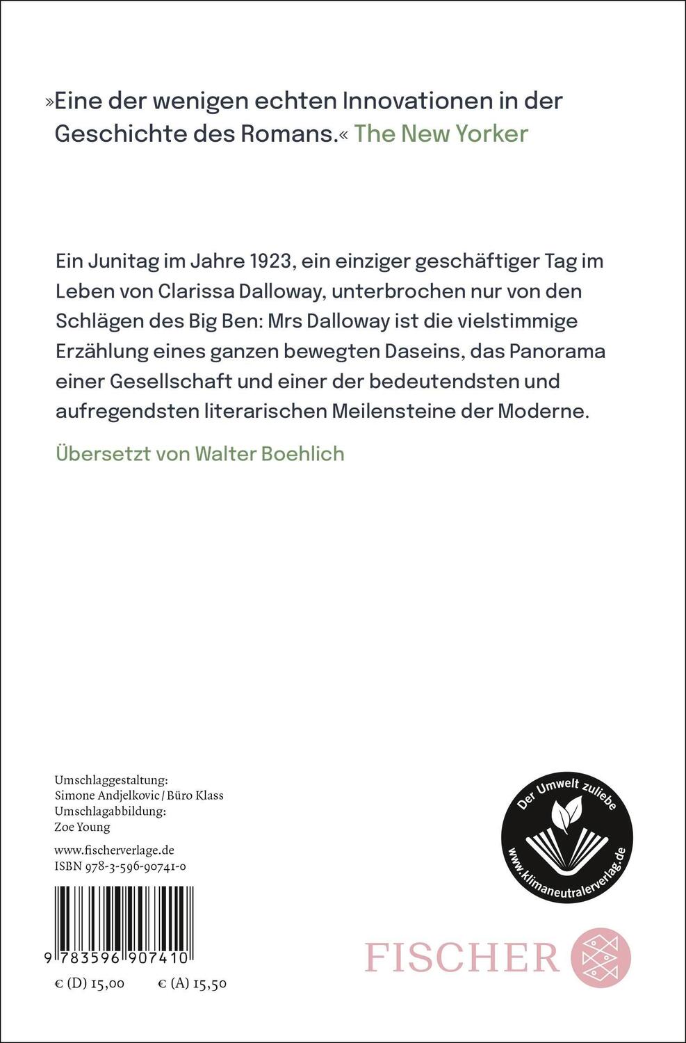 Rückseite: 9783596907410 | Mrs Dalloway | Roman | Virginia Woolf | Taschenbuch | 240 S. | Deutsch