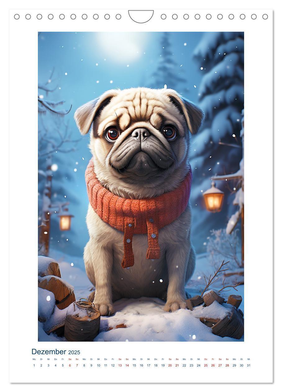 Bild: 9783435846436 | Der kleine Mops (Wandkalender 2025 DIN A4 hoch), CALVENDO...