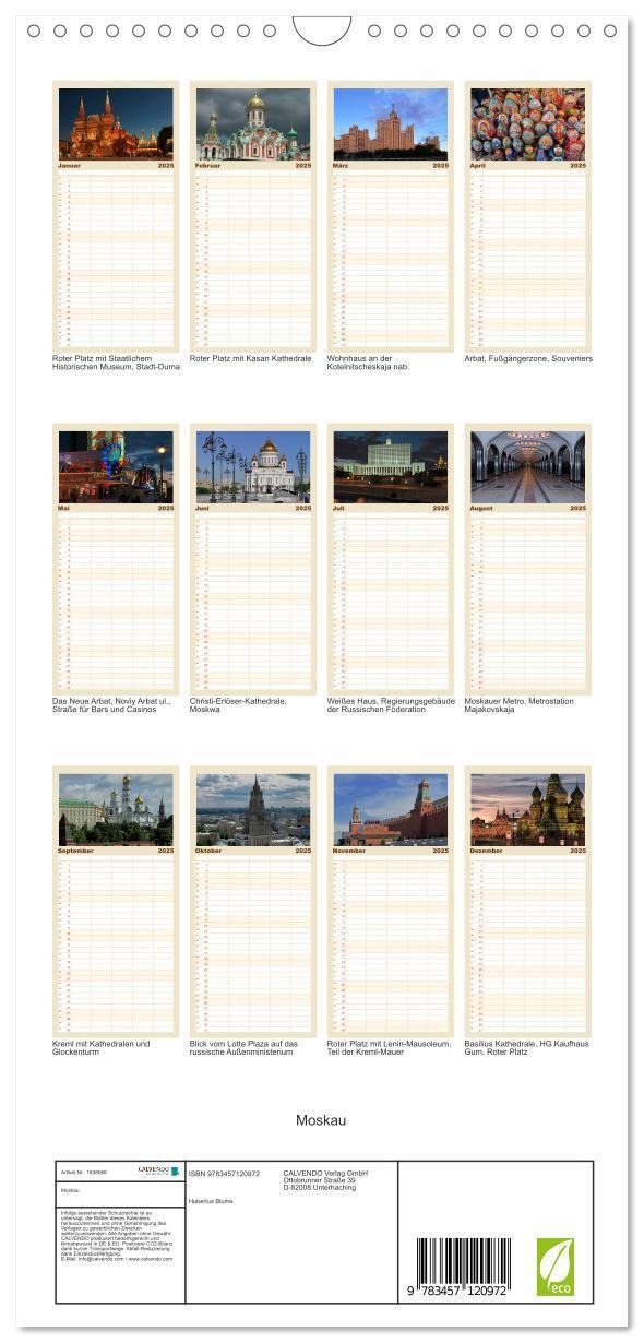 Bild: 9783457120972 | Familienplaner 2025 - Moskau mit 5 Spalten (Wandkalender, 21 x 45...