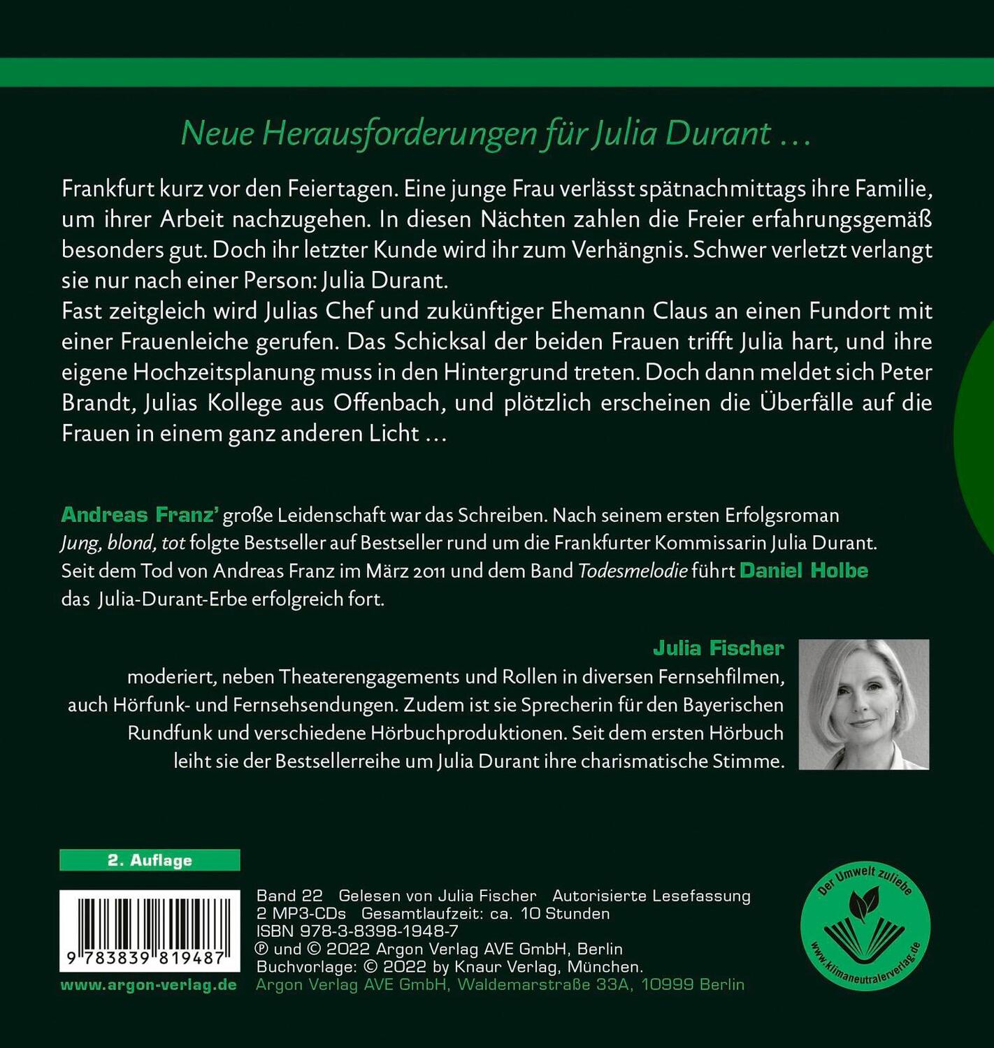 Rückseite: 9783839819487 | Todesruf | Julia Durants neuer Fall | Andreas Franz (u. a.) | MP3