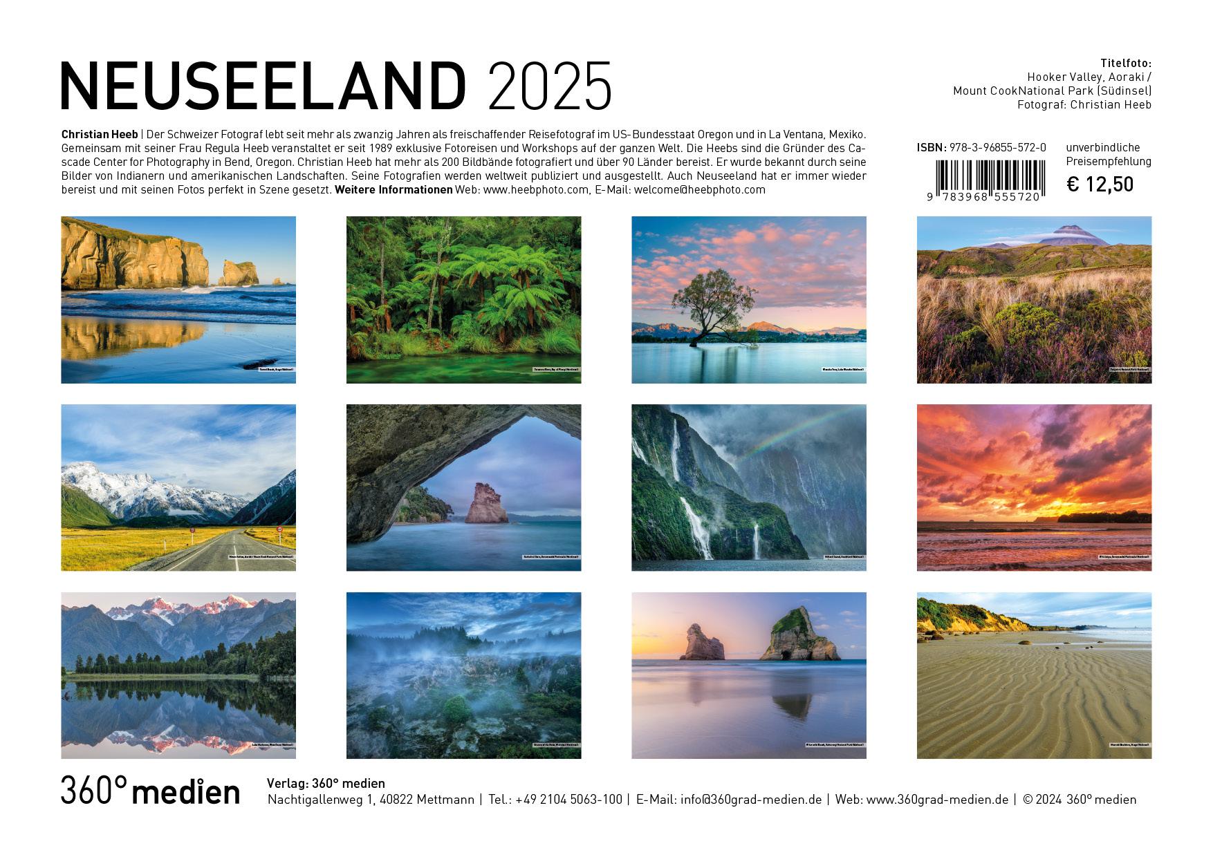 Bild: 9783968555720 | 360° Neuseeland Broschürenkalender 2025 | Christian Heeb | Kalender