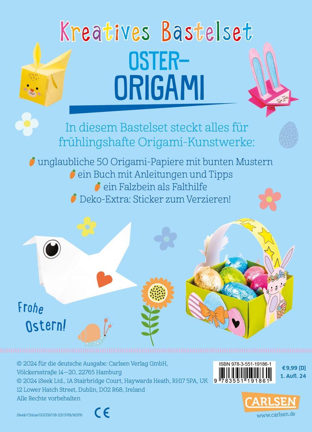 Rückseite: 9783551191861 | Bastelset für Kinder: Kreatives Bastelset: Oster-Origami | Poitier