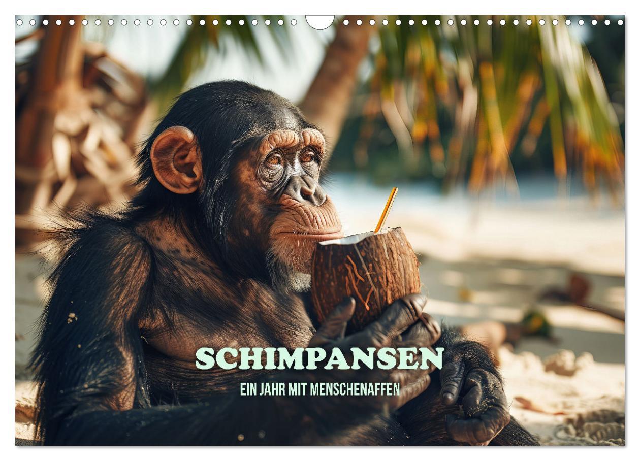 Cover: 9783383820595 | Schimpansen - Ein Jahr mit Menschenaffen. (Wandkalender 2025 DIN A3...