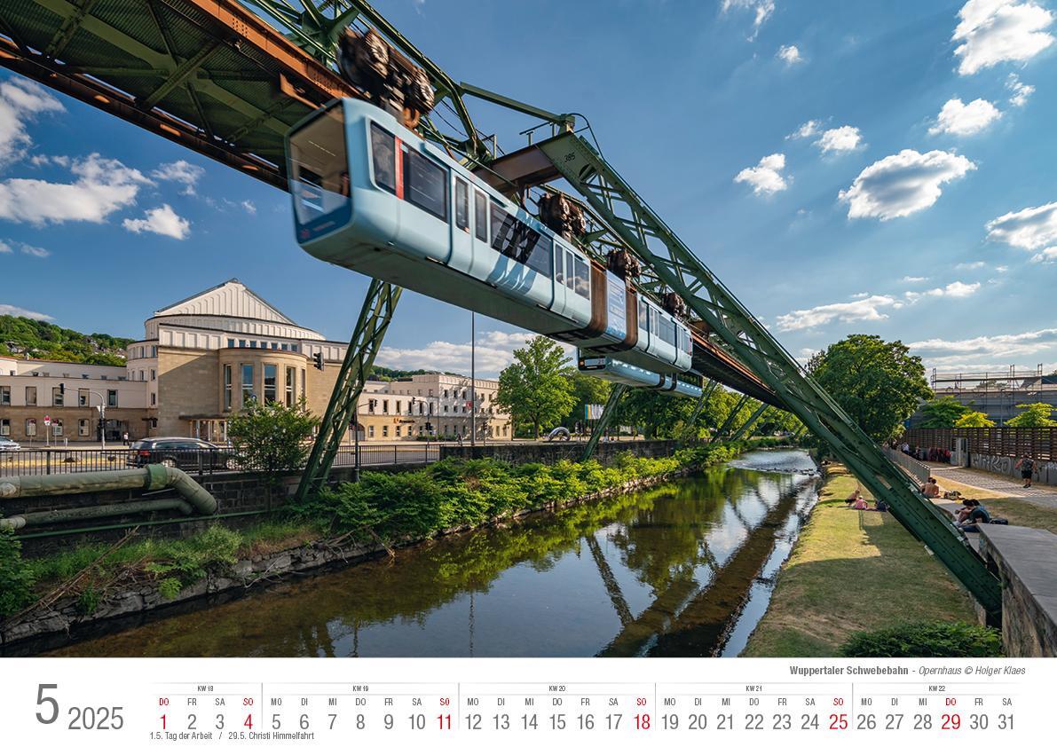 Bild: 9783965352285 | Wuppertaler Schwebebahn 2025 Bildkalender A3 Spiralbindung | Klaes