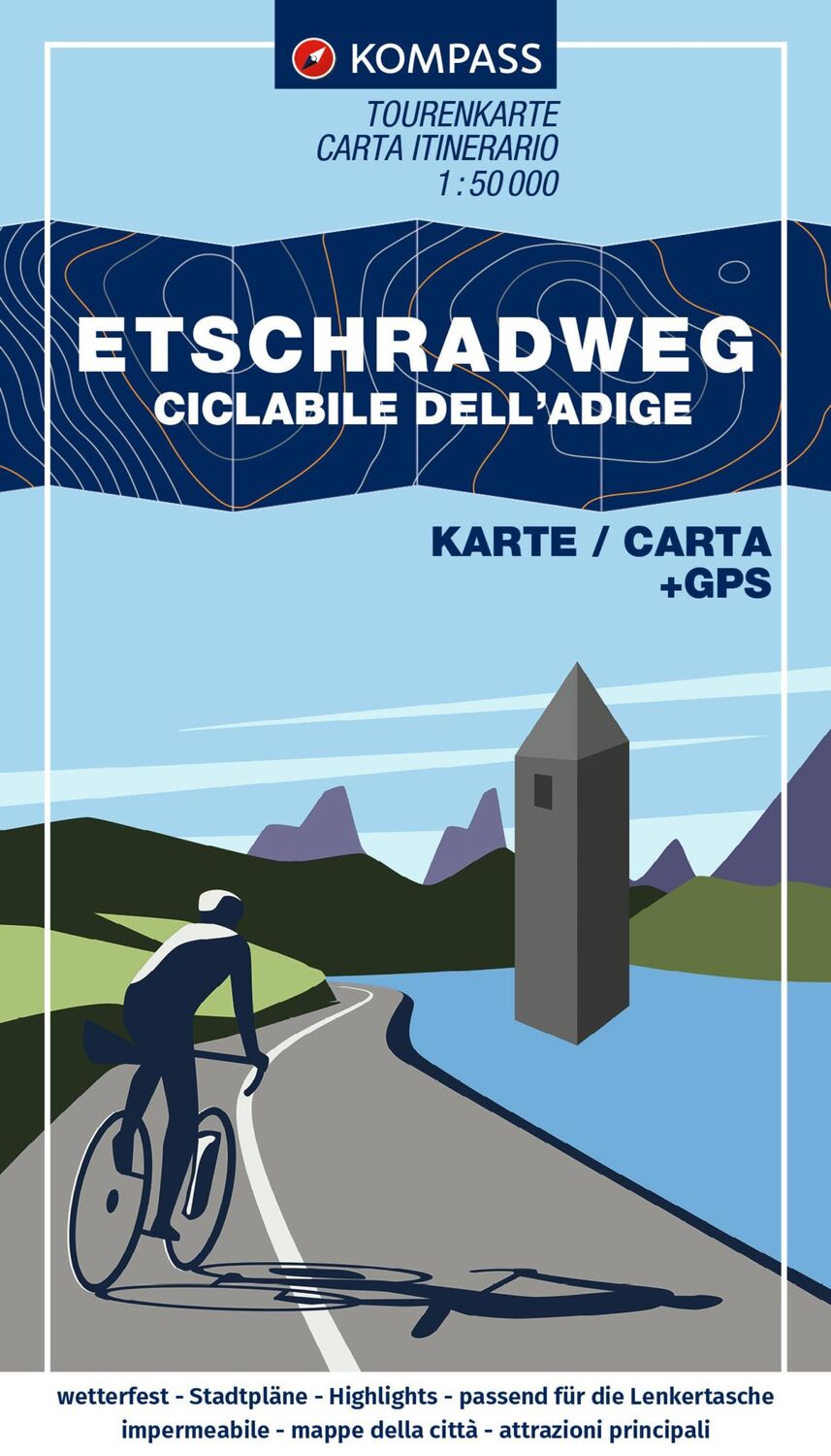 Cover: 9783991542223 | KOMPASS Fahrrad-Tourenkarte Etschradweg - Ciclabile dell'Adige...