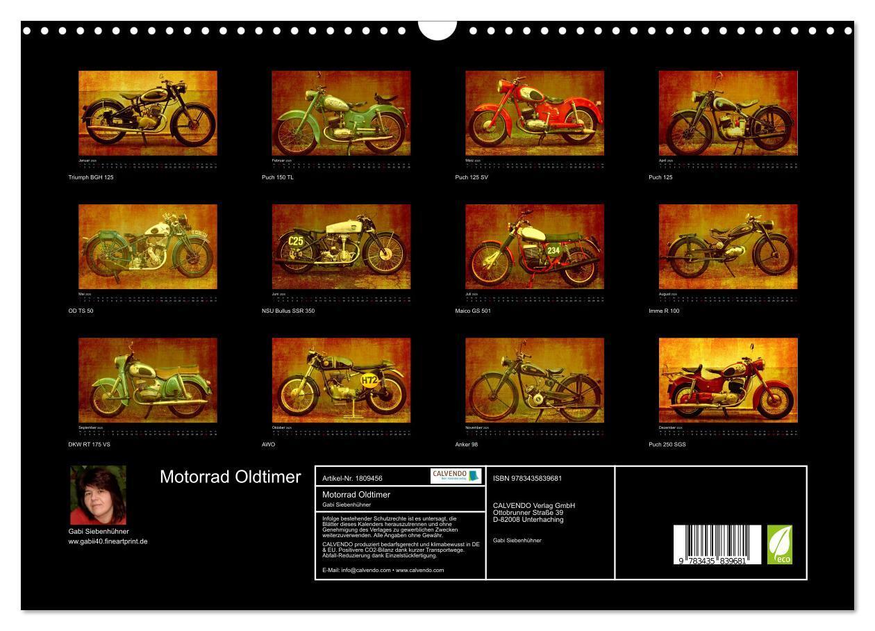 Bild: 9783435839681 | Motorrad Oldtimer (Wandkalender 2025 DIN A3 quer), CALVENDO...