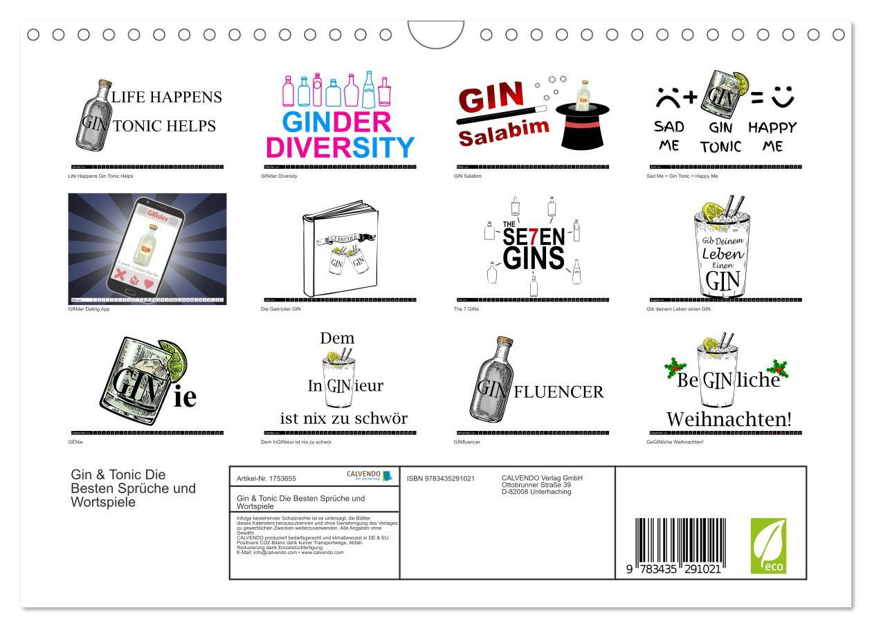 Bild: 9783435291021 | Gin &amp; Tonic Die Besten Sprüche und Wortspiele (Wandkalender 2025...